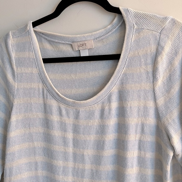 LOFT Stripe sweater with lace trim size Medium - Picture 2 of 11